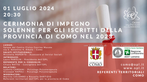 immagine articolo COMO - Cerimonia di impegno solenne per gli  iscritti della Provincia di Como nel 2023