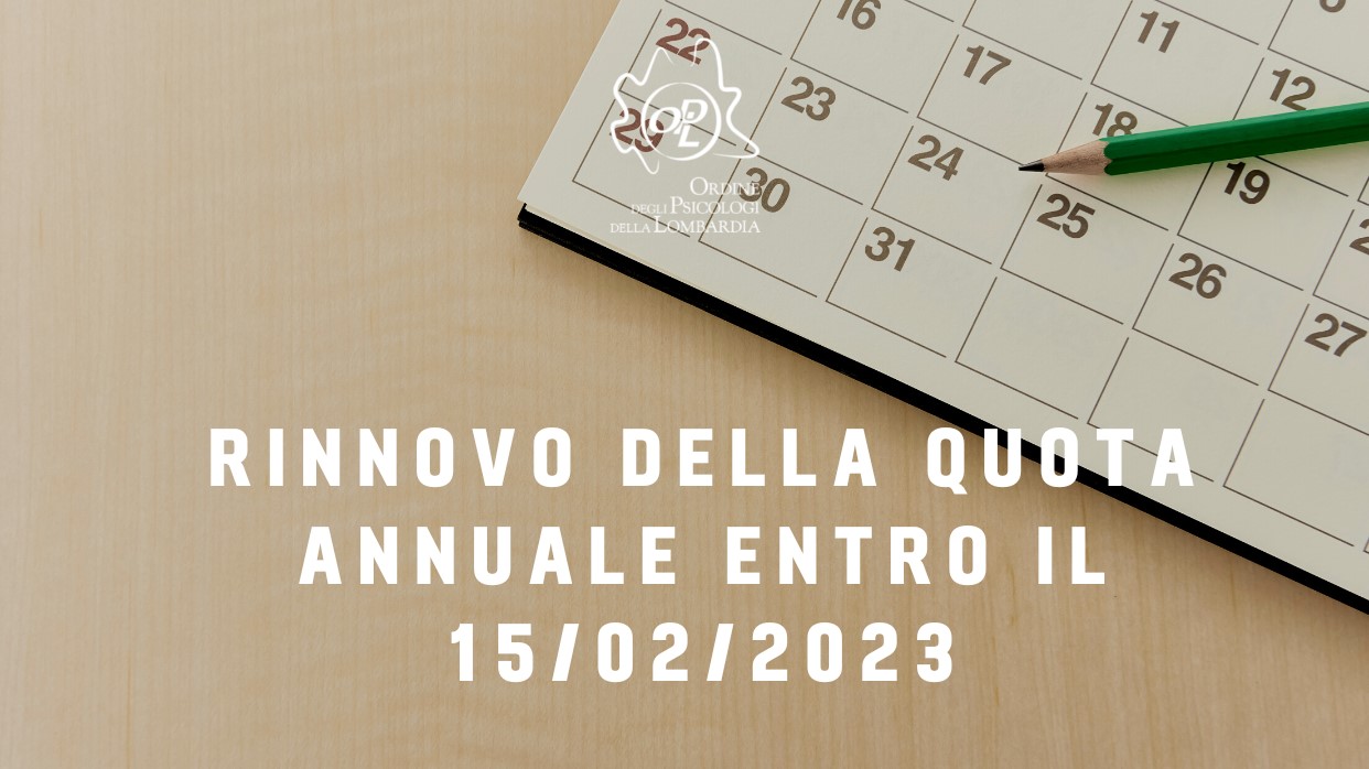 ✔️ Reminder Rinnovo quota annuale senza spese amministrative entro il 15/02/2023