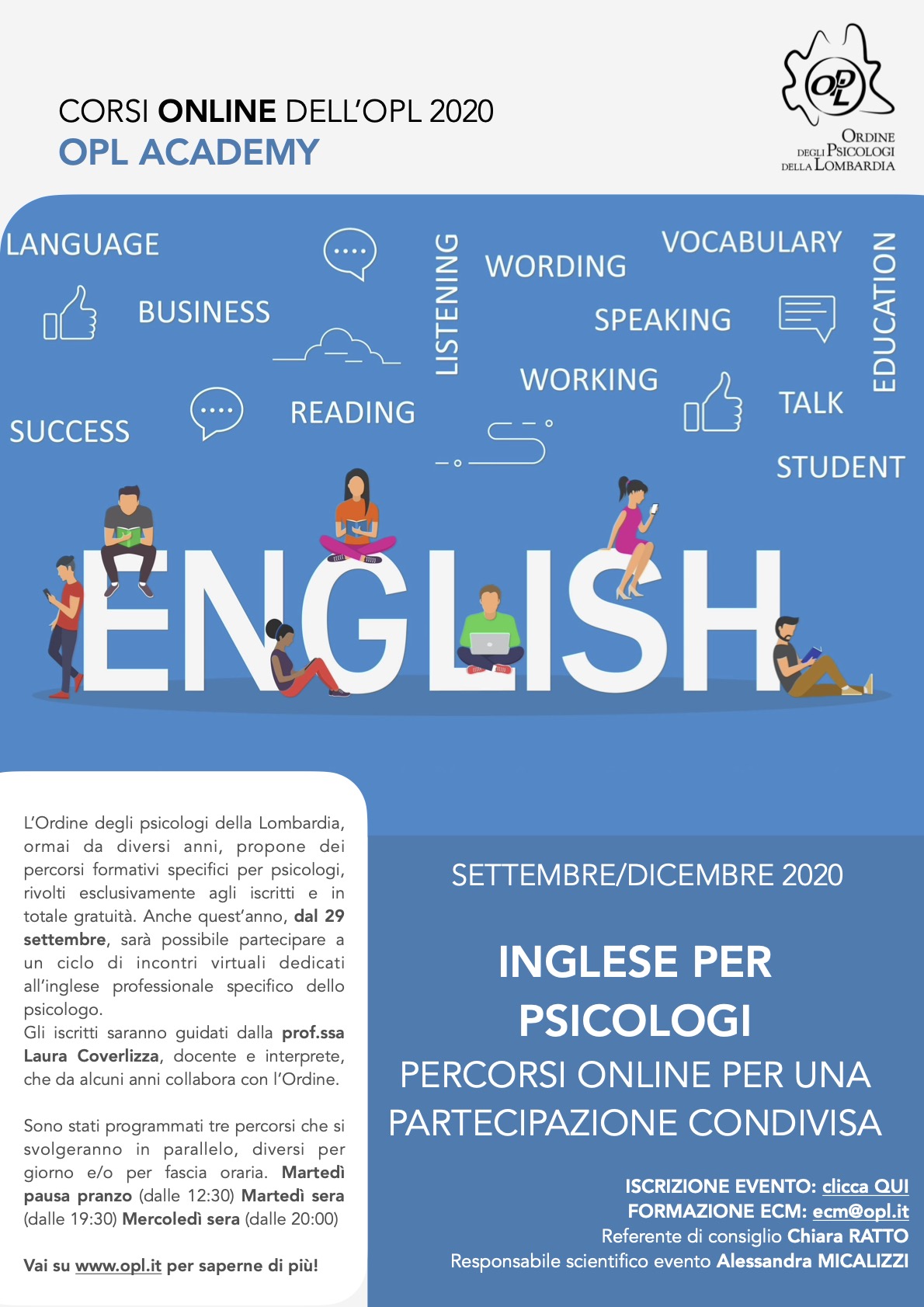 16/09/2020 - Inglese per psicologi: percorsi online per una partecipazione condivisa