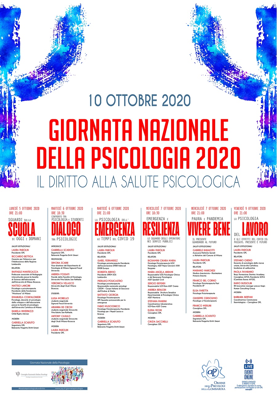 Comunicato stampa - 10 OTTOBRE 2020: GIORNATA NAZIONALE DELLA PSICOLOGIA. LA SALUTE PSICOLOGICA È UN DIRITTO