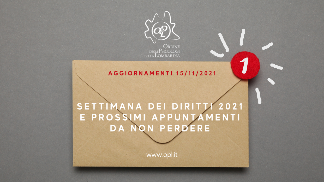 Aggiornamenti del 15/11/2021 - Settimana dei diritti 2021 e prossimi appuntamenti da non perdere