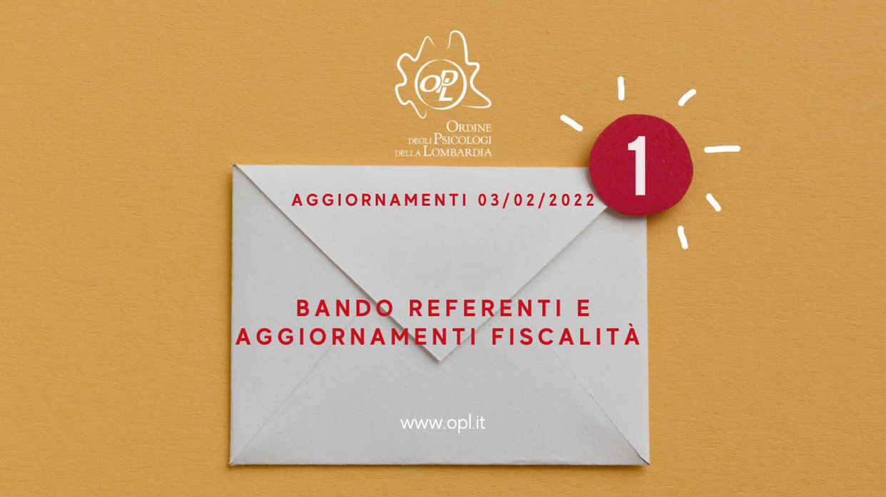 Aggiornamenti del 03/02/2022 - Bando referenti territoriali e news fiscalità