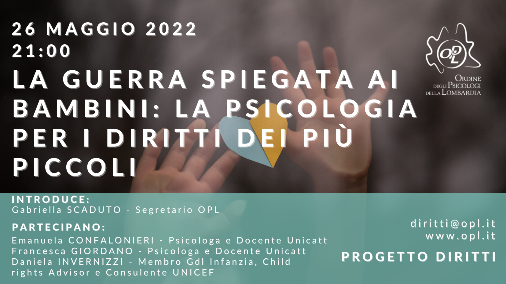 Partecipa al Webinar - 26 maggio 2022 - La guerra spiegata ai bambini