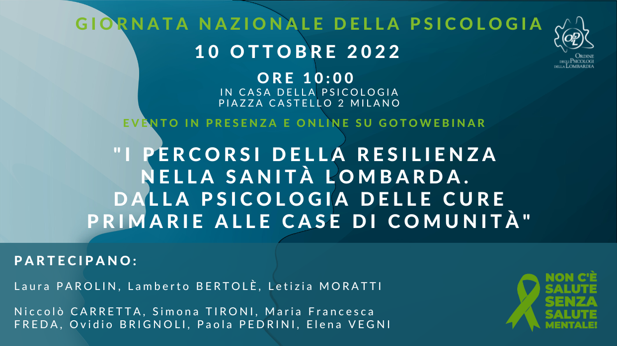 10 ottobre - GIORNATA NAZIONALE DELLA PSICOLOGIA - Partecipa all'evento organizzato in Casa della Psicologia