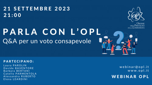 21 settembre - PARLA CON L'OPL - Q&A per un voto consapevole