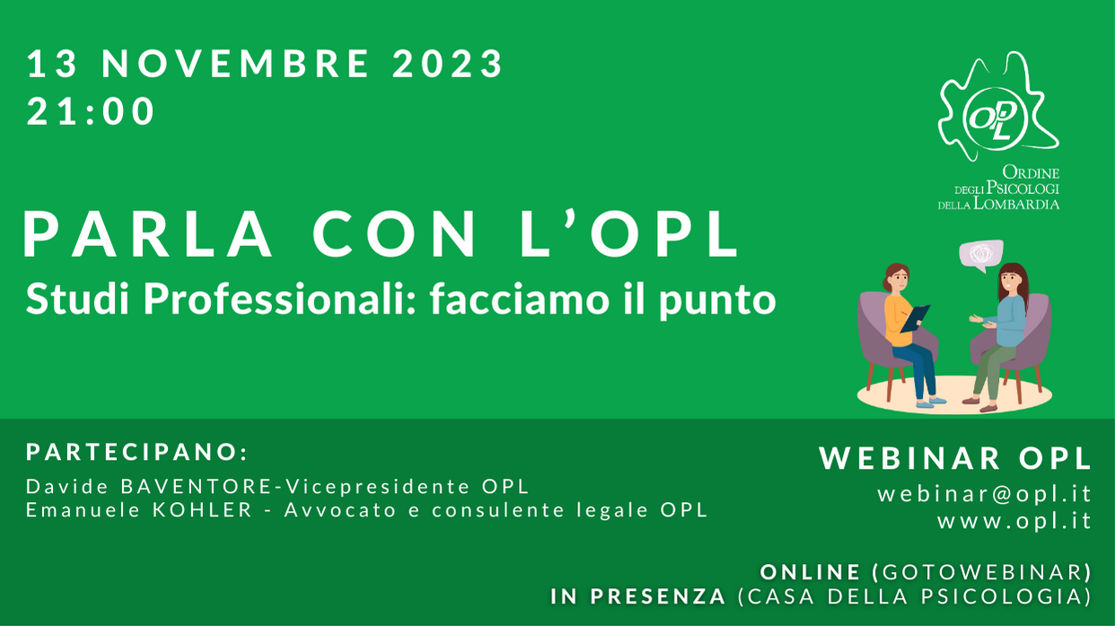 📣 PARLA CON L'OPL - STUDI PROFESSIONALI: FACCIAMO IL PUNTO