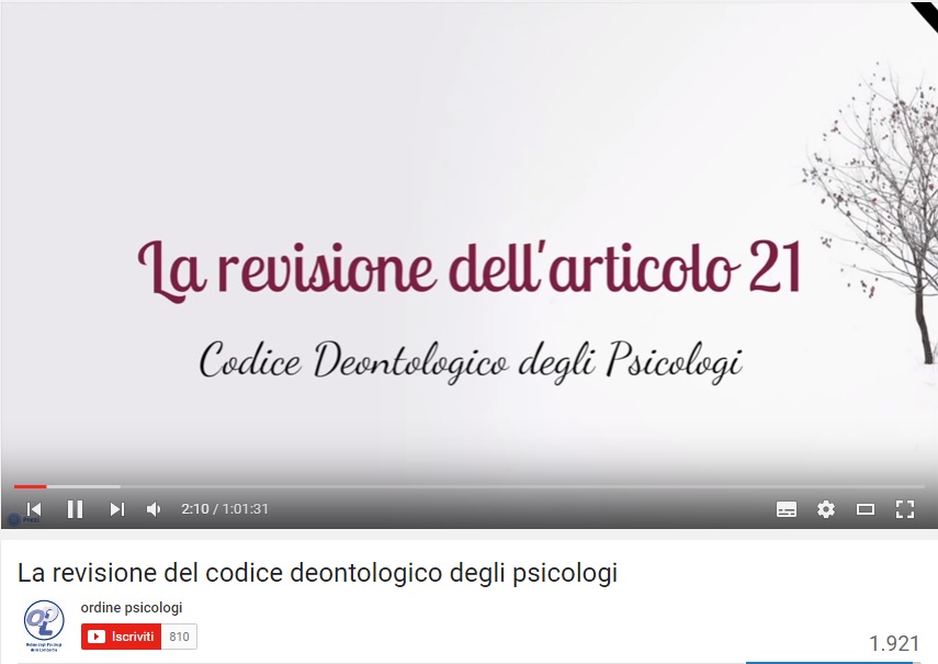 La revisione del codice deontologico degli psicologi - video integrale