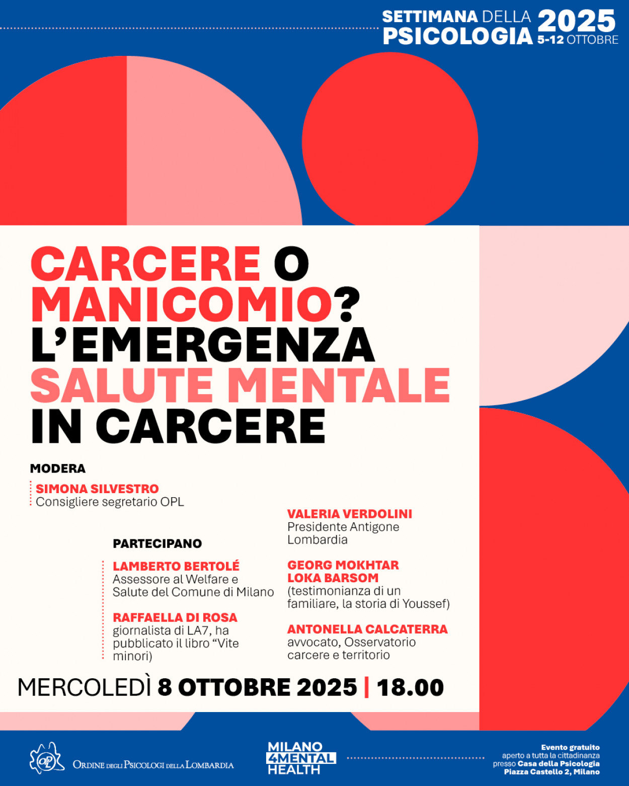 08 ottobre - CARCERE O MANICOMIO? L’EMERGENZA SALUTE MENTALE IN CARCERE