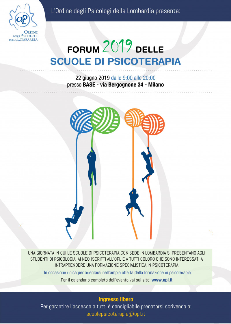 immagine articolo Forum delle Scuole di Psicoterapia 2019: tante novità!