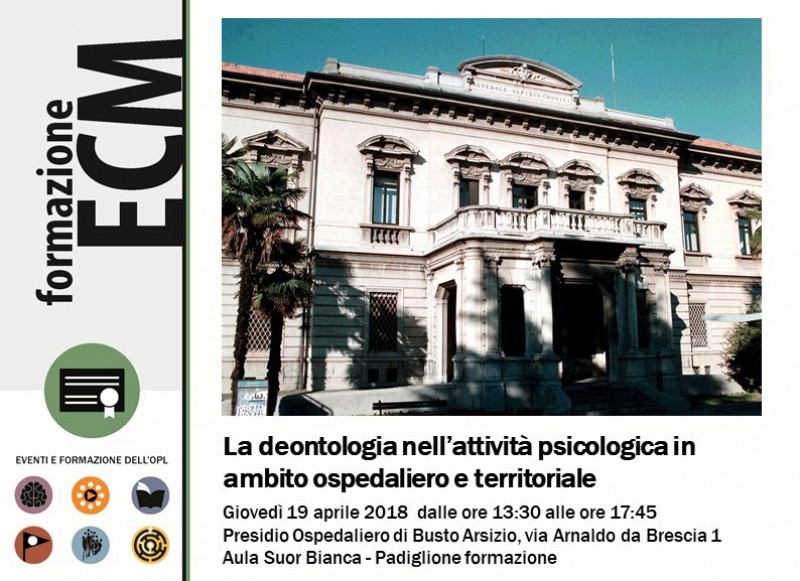 immagine articolo Evento ECM-OPL: La deontologia nell’attività psicologica in ambito ospedaliero e territoriale