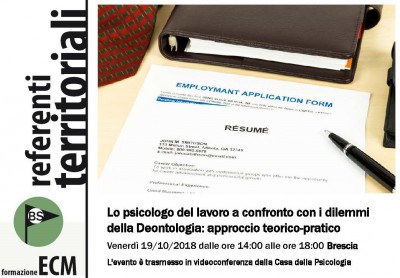 immagine articolo BRESCIA - Evento ECM-OPL: Lo psicologo del lavoro a confronto con i dilemmi della Deontologia: approccio teorico-pratico



