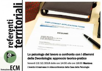 immagine articolo MANTOVA - Evento ECM-OPL: Lo psicologo del lavoro a confronto con i dilemmi della Deontologia: approccio teorico-pratico



