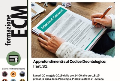 immagine articolo Evento ECM-OPL: Approfondimenti sul Codice Deontologico: l’Art. 31