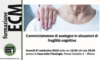 immagine articolo Evento ECM-OPL: L’amministratore di sostegno in situazioni di fragilità cognitiva.
 