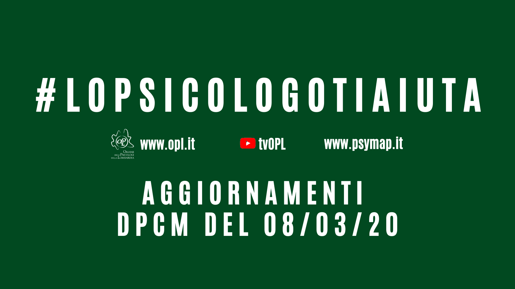 immagine articolo Aggiornamenti dall’OPL in seguito al DPCM del 08/03/2020