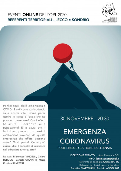immagine articolo SONDRIO - Emergenza Coronavirus. Resilienza e gestione dell’ansia. 