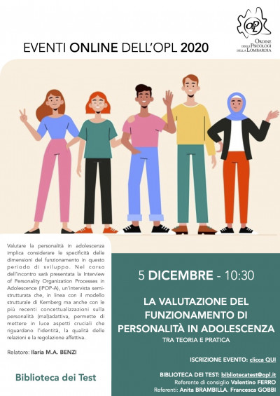 immagine articolo EVENTO ANNULLATO - BIBLIOTECA DEI TEST - La valutazione del funzionamento di personalità in adolescenza: tra teoria e pratica in adolescenza