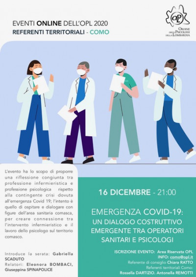 immagine articolo COMO - Emergenza Covid-19: un dialogo costruttivo emergente tra operatori sanitari e psicologi
