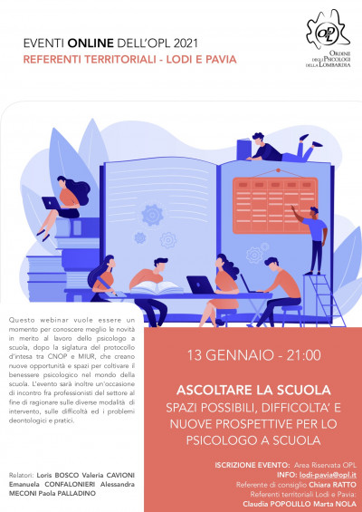 immagine articolo LODI e PAVIA - ASCOLTARE LA SCUOLA – Spazi possibili, difficoltà e nuove prospettive per lo psicologo a scuola