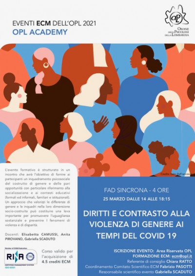 immagine articolo Evento ECM-OPL: Diritti e contrasto alla violenza di genere ai tempi del COVID -19 [Formazione a distanza FAD sincrona]