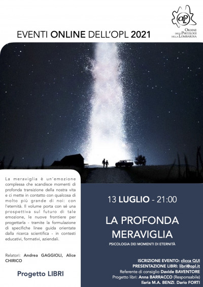 immagine articolo Presentazione libro - La profonda meraviglia. Psicologia dei momenti di eternità