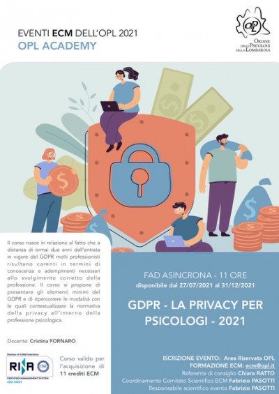 immagine articolo Evento ECM-OPL: GDPR – la privacy per gli psicologi - 2021 [Formazione a Distanza]