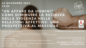 immagine articolo MANTOVA - “Un affare da uomini”. Come diminuire la recidiva della violenza nelle relazioni affettive: una prospettiva al maschile