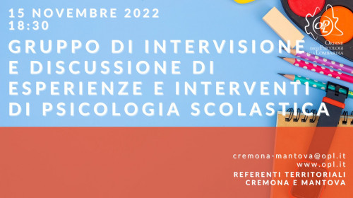 immagine articolo Cremona-Mantova: Gruppo di Intervisione e discussione di esperienze e interventi di psicologia scolastica