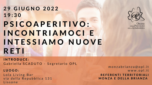 immagine articolo MONZA BRIANZA – Psicoaperitivo: incontriamoci e intessiamo nuove reti