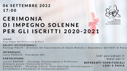 immagine articolo PAVIA - Cerimonia di impegno solenne per nuovi iscritti anni 2020/2021