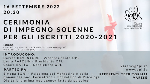 immagine articolo VARESE – Cerimonia di impegno solenne per gli iscritti 2020 e 2021 della provincia di Varese