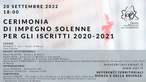 immagine articolo MONZA E BRIANZA– Cerimonia di impegno solenne per nuovi iscritti 2020- 2021 