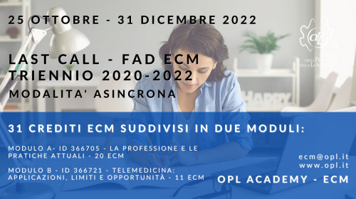 imamgine Last call FAD ECM - triennio 2020-2022 formazione