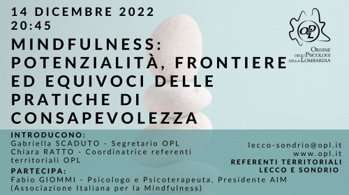 immagine articolo SONDRIO: Mindfulness: potenzialità, frontiere ed equivoci delle pratiche di consapevolezza