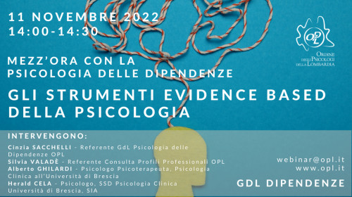 immagine articolo Mezz’ora con la Psicologia delle Dipendenze - Secondo incontro: Gli strumenti evidence based della Psicologia