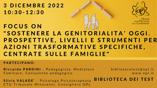 immagine articolo FOCUS-ON BIBLIOTECA DEI TEST -Sostenere la genitorialità oggi. Prospettive, livelli e strumenti per azioni trasformative specifiche, centrate sulle famiglie.