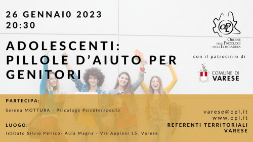 immagine articolo VARESE - Adolescenti: pillole d'aiuto per i genitori