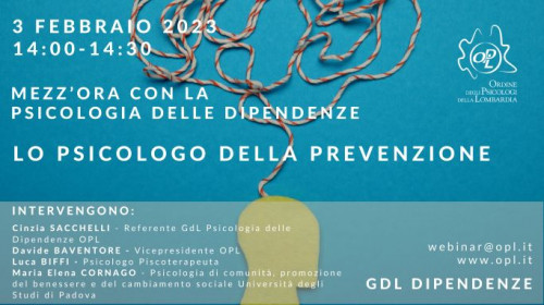 immagine articolo Mezz’ora con la Psicologia delle Dipendenze - Ottavo incontro: lo psicologo della prevenzione