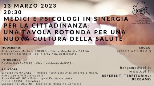 immagine articolo BERGAMO - Medici e Psicologi in sinergia per la cittadinanza: una tavola rotonda per una nuova cultura della salute