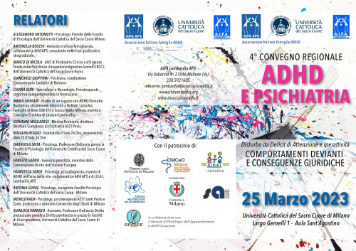 immagine articolo 4° Convegno Regionale - ADHD e Psichiatria
Disturbo da Deficit di Attenzione e Iperattività - Comportamenti devianti e conseguenze giuridiche