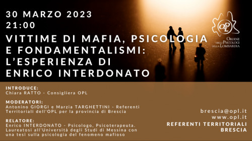 immagine articolo BRESCIA – Vittime di mafia, Psicologia e fondamentalismi: l’esperienza di Enrico Interdonato