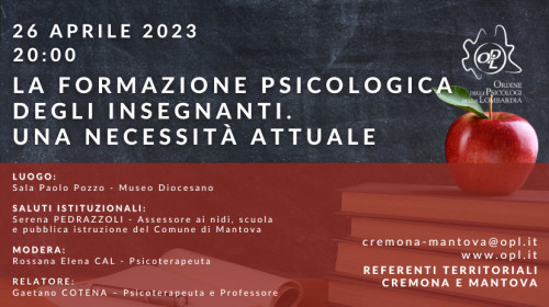 immagine articolo Mantova – La Formazione psicologica degli Insegnanti. Una necessità attuale