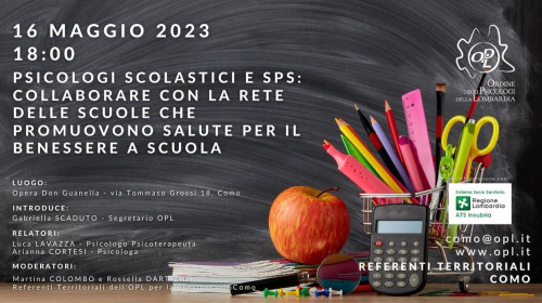immagine articolo COMO - Psicologi scolastici e SPS: collaborare con la Rete delle Scuole che Promuovono Salute