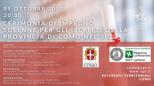 immagine articolo COMO - Cerimonia di impegno solenne per gli  iscritti della Provincia di Como nel 2022