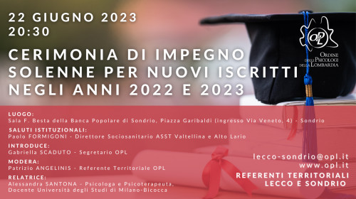 immagine articolo SONDRIO - Cerimonia di impegno solenne per nuovi iscritti negli anni 2022 e 2023
