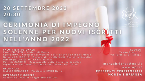 immagine articolo MONZA e BRIANZA - Cerimonia di impegno solenne per nuovi iscritti nell'anno 2022 