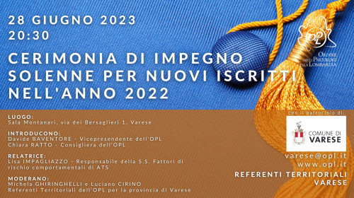 immagine articolo VARESE – Cerimonia di impegno solenne per gli iscritti nel 2022 della provincia di Varese