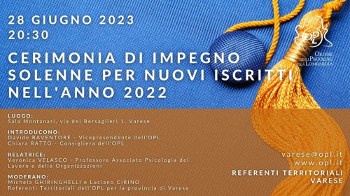 immagine articolo VARESE – Cerimonia di impegno solenne per gli iscritti nel 2022 della provincia di Varese
