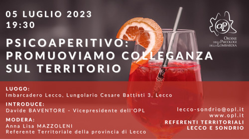 immagine articolo LECCO - Psicoaperitivo: promuoviamo colleganza sul territorio
