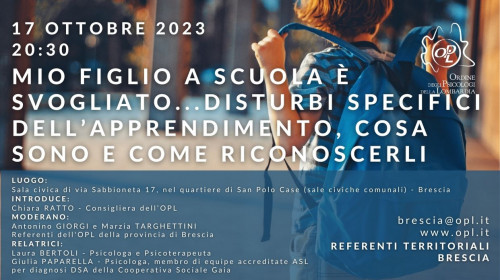 immagine articolo BRESCIA – “Mio figlio a scuola è svogliato...Disturbi Specifici dell’Apprendimento, cosa sono e come riconoscerli”